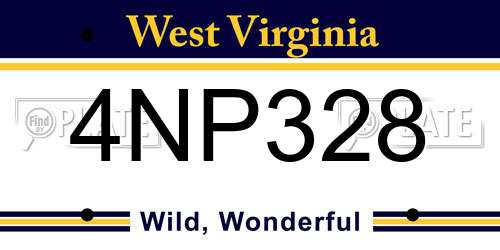 4NP328 West Virginia License Plate