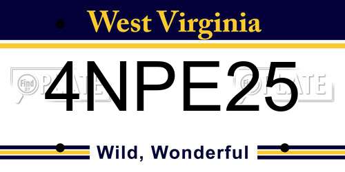 4NPE25 West Virginia License Plate