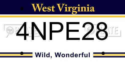 4NPE28 West Virginia License Plate