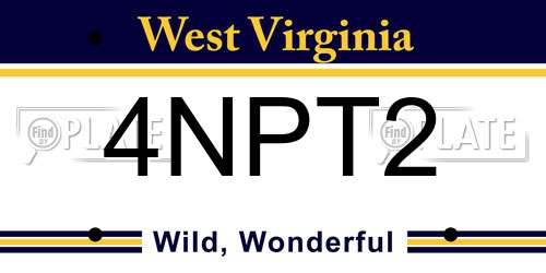 4NPT2 West Virginia License Plate