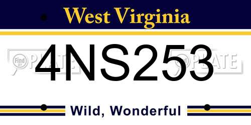 4NS253 West Virginia License Plate