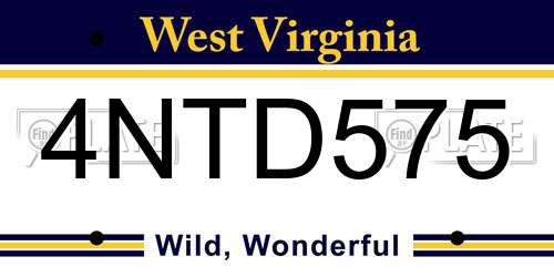 4NTD575 West Virginia License Plate