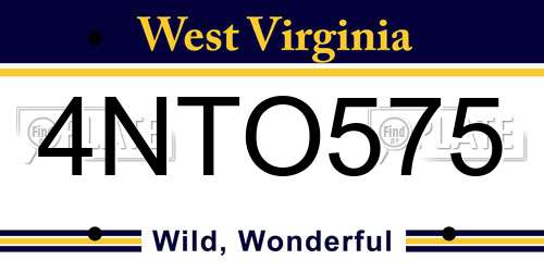 4NTO575 West Virginia License Plate