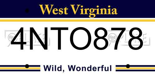 4NTO878 West Virginia License Plate