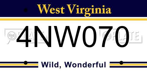 4NW070 West Virginia License Plate