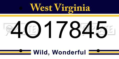 4O17845 West Virginia License Plate