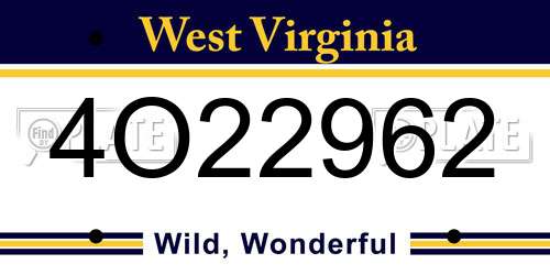 4O22962 West Virginia License Plate