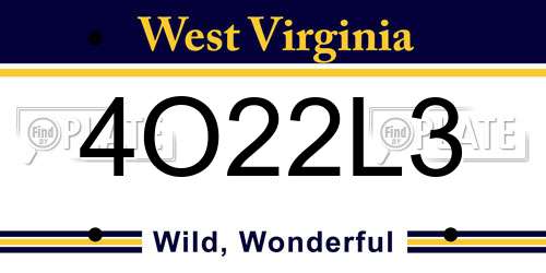 4O22L3 West Virginia License Plate