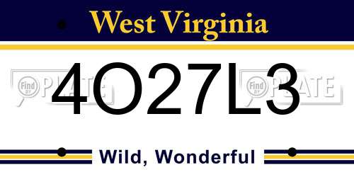 4O27L3 West Virginia License Plate