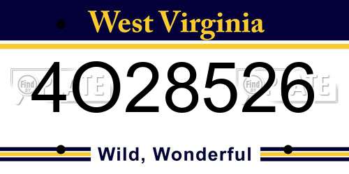 4O28526 West Virginia License Plate