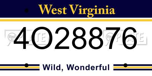 4O28876 West Virginia License Plate