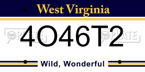 4O46T2 West Virginia License Plate