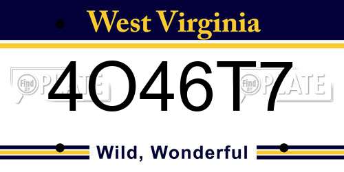 4O46T7 West Virginia License Plate