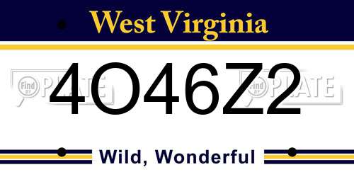 4O46Z2 West Virginia License Plate