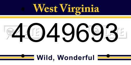 4O49693 West Virginia License Plate