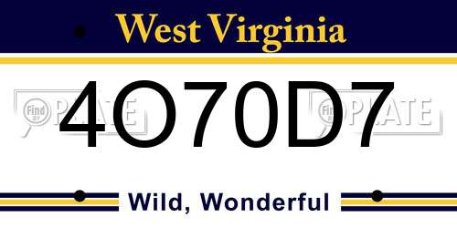 4O70D7 West Virginia License Plate