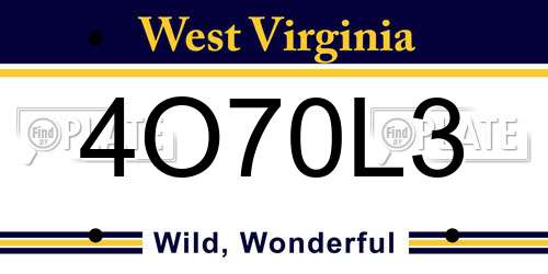 4O70L3 West Virginia License Plate