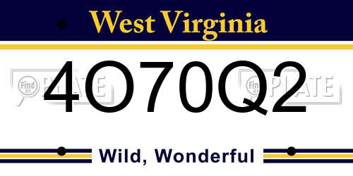 4O70Q2 West Virginia License Plate