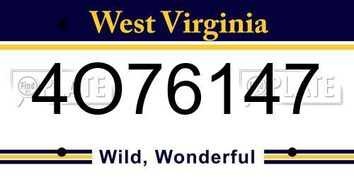 4O76147 West Virginia License Plate