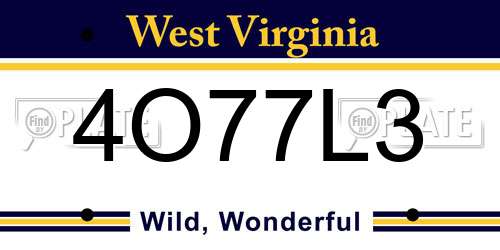 4O77L3 West Virginia License Plate