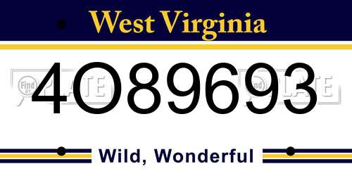 4O89693 West Virginia License Plate