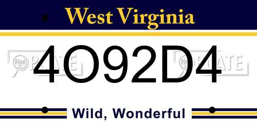 4O92D4 West Virginia License Plate