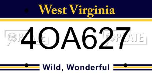 4OA627 West Virginia License Plate