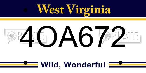 4OA672 West Virginia License Plate