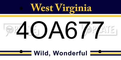 4OA677 West Virginia License Plate