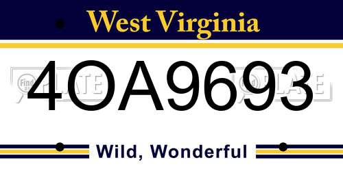 4OA9693 West Virginia License Plate