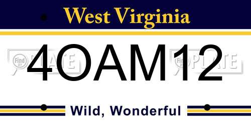 4OAM12 West Virginia License Plate