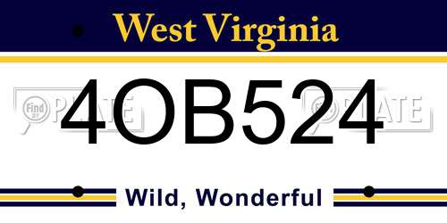 4OB524 West Virginia License Plate