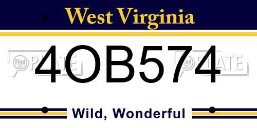 4OB574 West Virginia License Plate