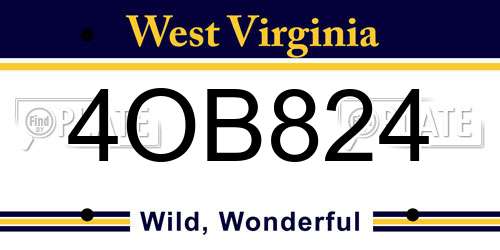 4OB824 West Virginia License Plate