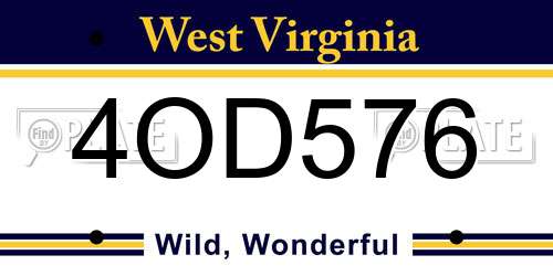 4OD576 West Virginia License Plate