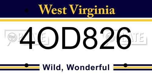 4OD826 West Virginia License Plate
