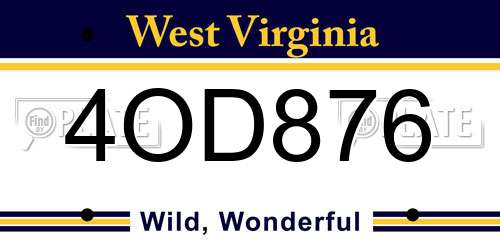 4OD876 West Virginia License Plate