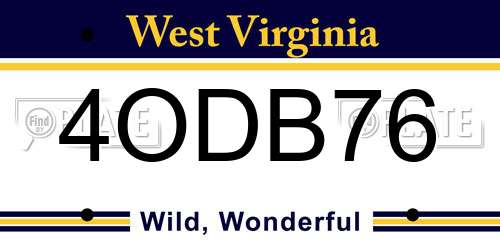 4ODB76 West Virginia License Plate