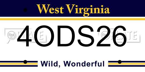 4ODS26 West Virginia License Plate