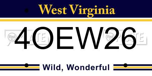 4OEW26 West Virginia License Plate