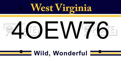 4OEW76 West Virginia License Plate