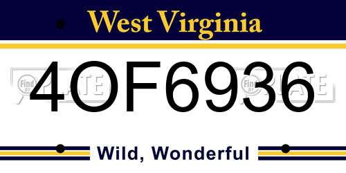 4OF6936 West Virginia License Plate