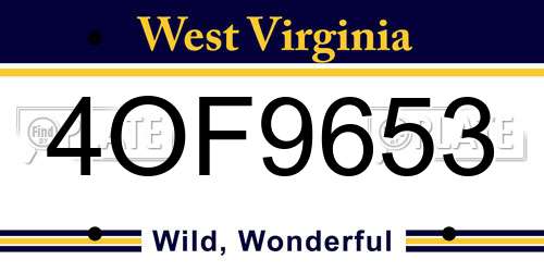 4OF9653 West Virginia License Plate