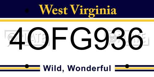 4OFG936 West Virginia License Plate