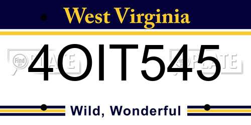 4OIT545 West Virginia License Plate
