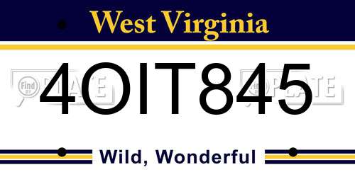 4OIT845 West Virginia License Plate