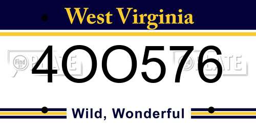 4OO576 West Virginia License Plate