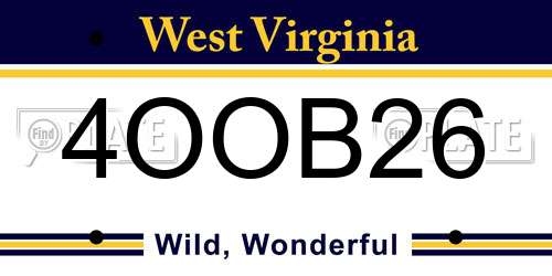 4OOB26 West Virginia License Plate