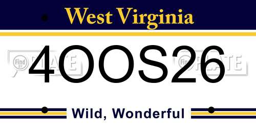 4OOS26 West Virginia License Plate