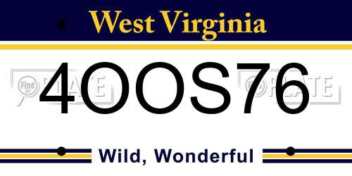 4OOS76 West Virginia License Plate